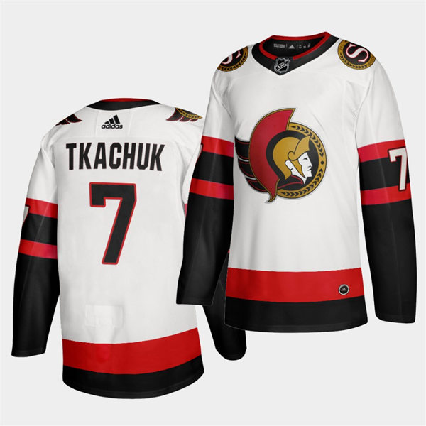Men's Ottawa Senators #7 Brady Tkachuk White Black Vintage Adidas Jersey Men's Ottawa Senators #7 Brady Tkachuk White Black Vintage Adidas Jersey